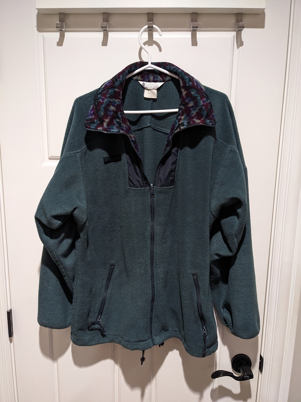Vintage Columbia Fleece Jacket Mens Large Teal Green 90s USA Geometric Full Zip